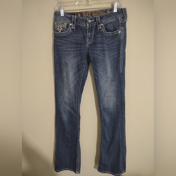 Rock Revival Boris Bootcut Jeans 27 Bling Punk Grunge Indie Sleaze Low Rise - Picture 1 of 5